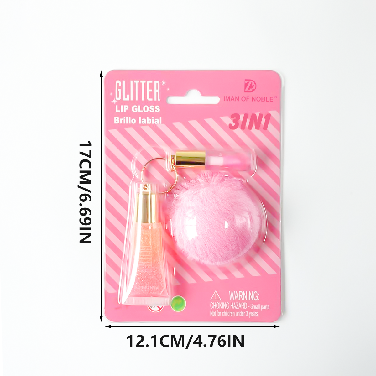 2PCS Warm Change Lip Gloss Set with Pearl Pendant 3-in-1 Lip Oil Lipstick Valentine's Day Gift Lip Gloss