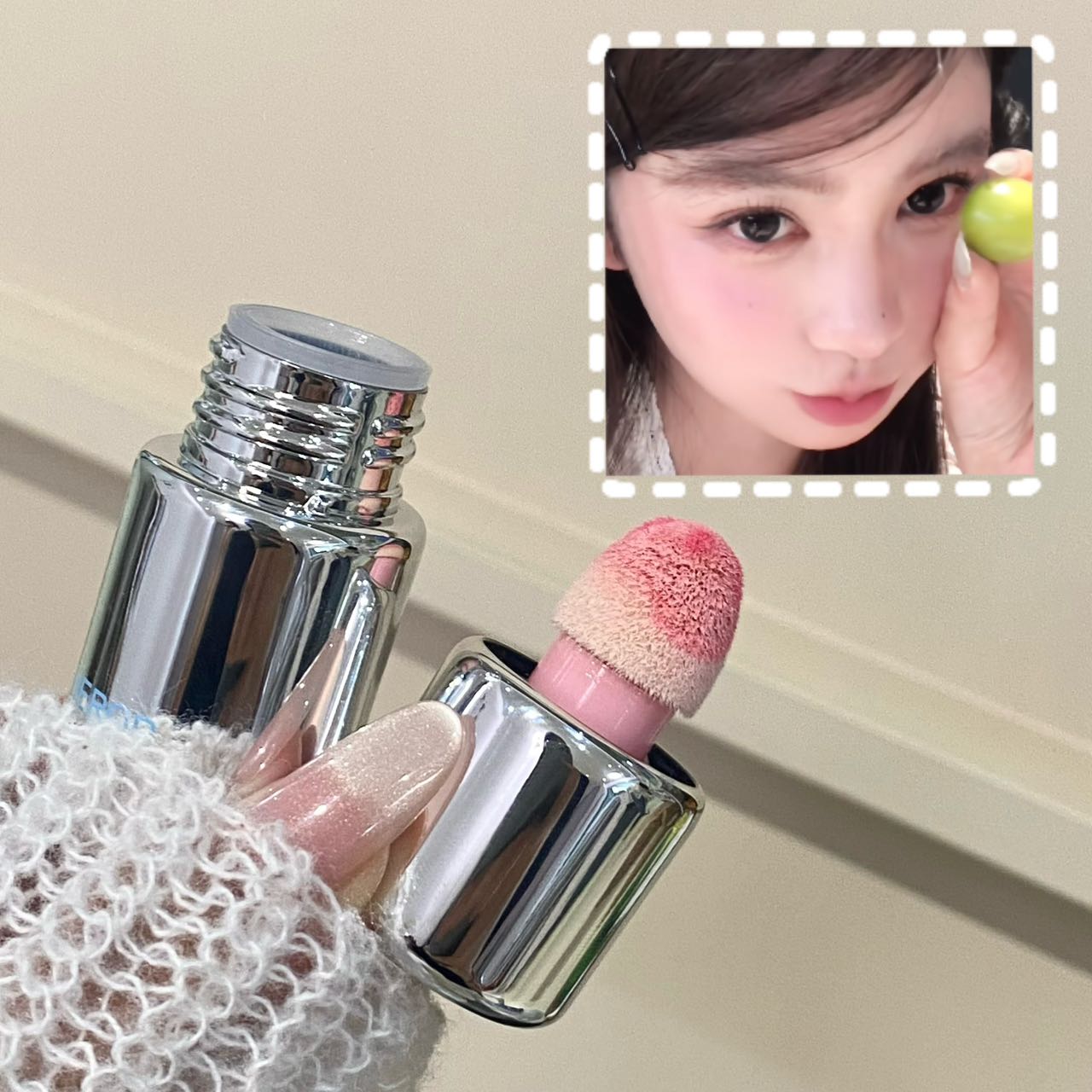 Low Saturation Matte Liquid Blush Water Light Cheek Cream Smooth Blush Big Sponge Brush Head Easy To Apply Natural Rouge Makeup