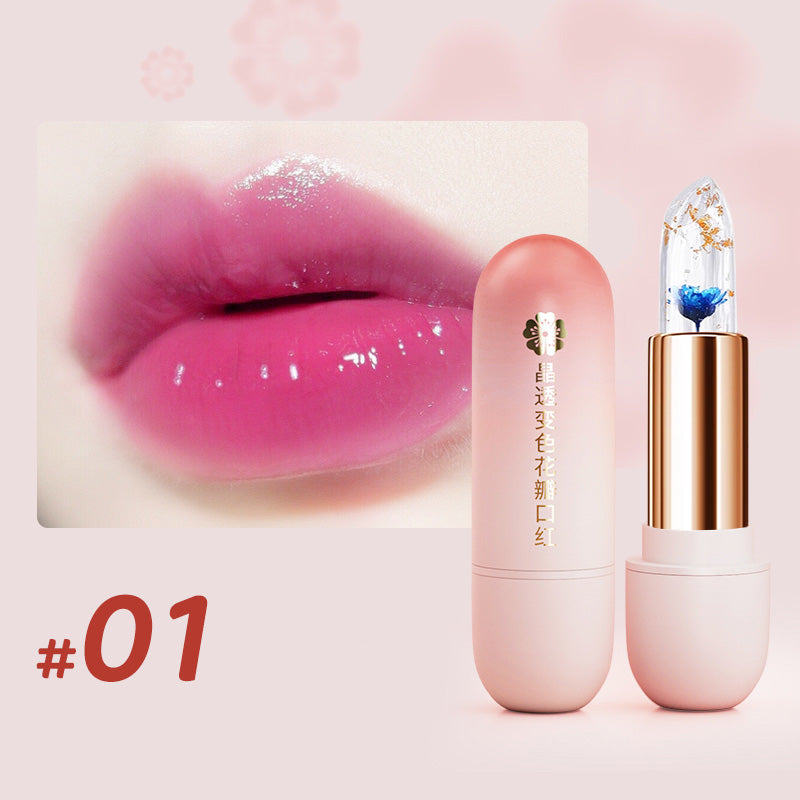 Blue Rose Petal Lip Balm Color-changing Jelly Lipstick Hydrating Non-Sticky Crystal Flower Lip Stain Makeup Skin Care