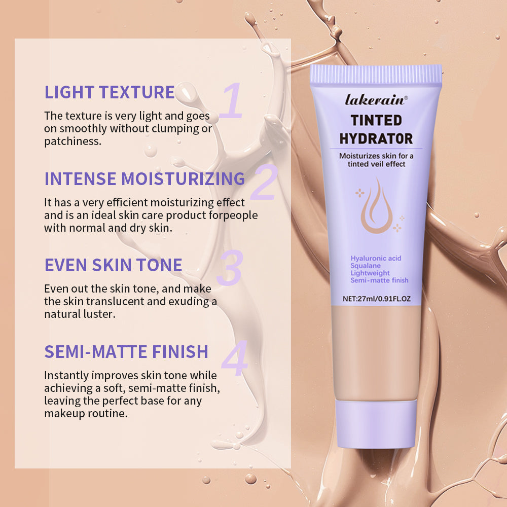 High Coverage Foundation Tinted Hydrator Matte Finish Light Oil-Free Moisturizing Makeup Hyaluronic Acid Sheer