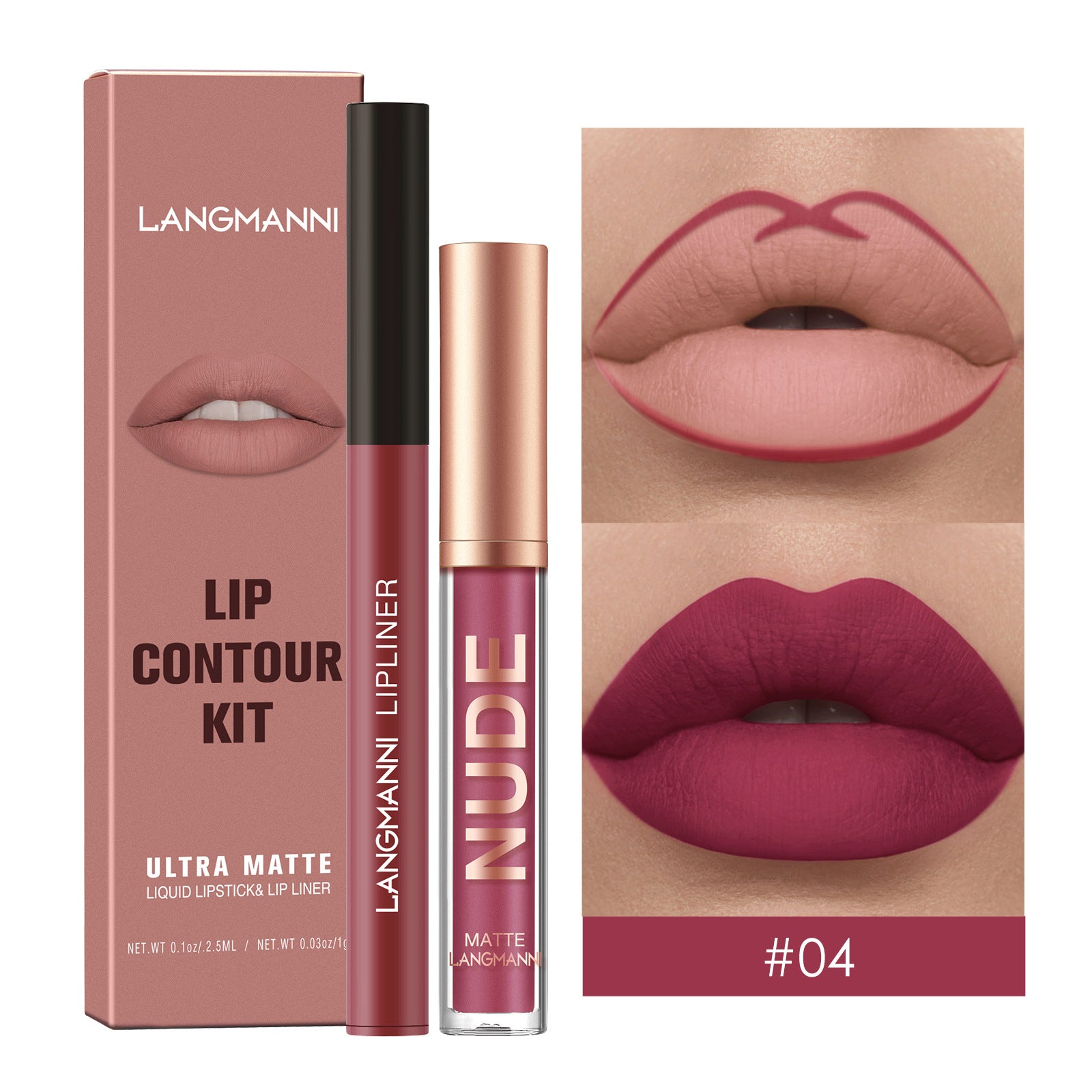 Waterproof Lasting Matte Velvet Lip Gloss Lip Liner Set 2pcs/set Lipliner Pen and Lip Gloss Combination Set Lips Contour