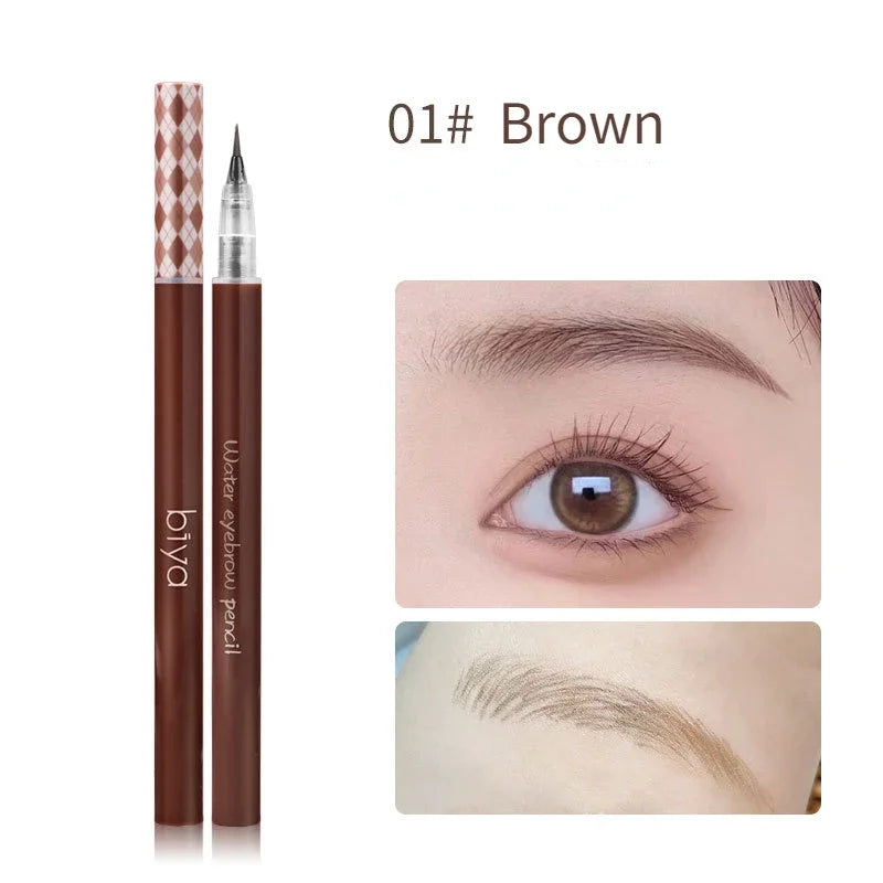 Biya Altra Thin Liquid Eyebrow Pen 0.01mm Waterproof Sweat-Proof Colorfast Easy-To-Draw Brown & Grey Eyebrow Pencil