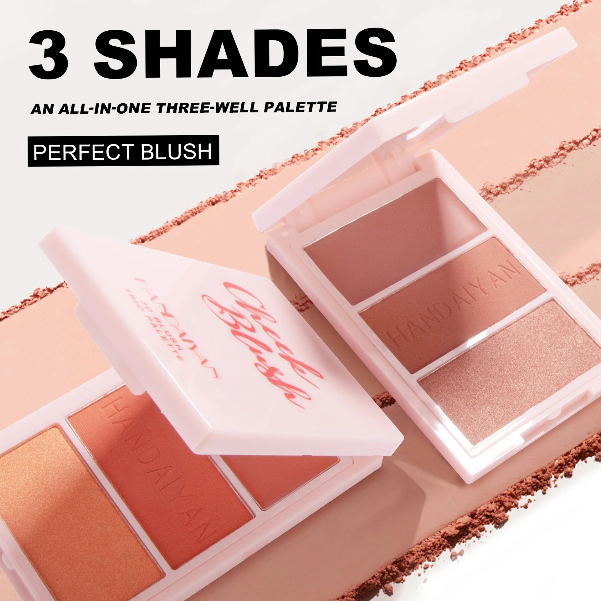 Three-color blush all-in-one palette multi-functional high-gloss eye shadow contouring palette matte