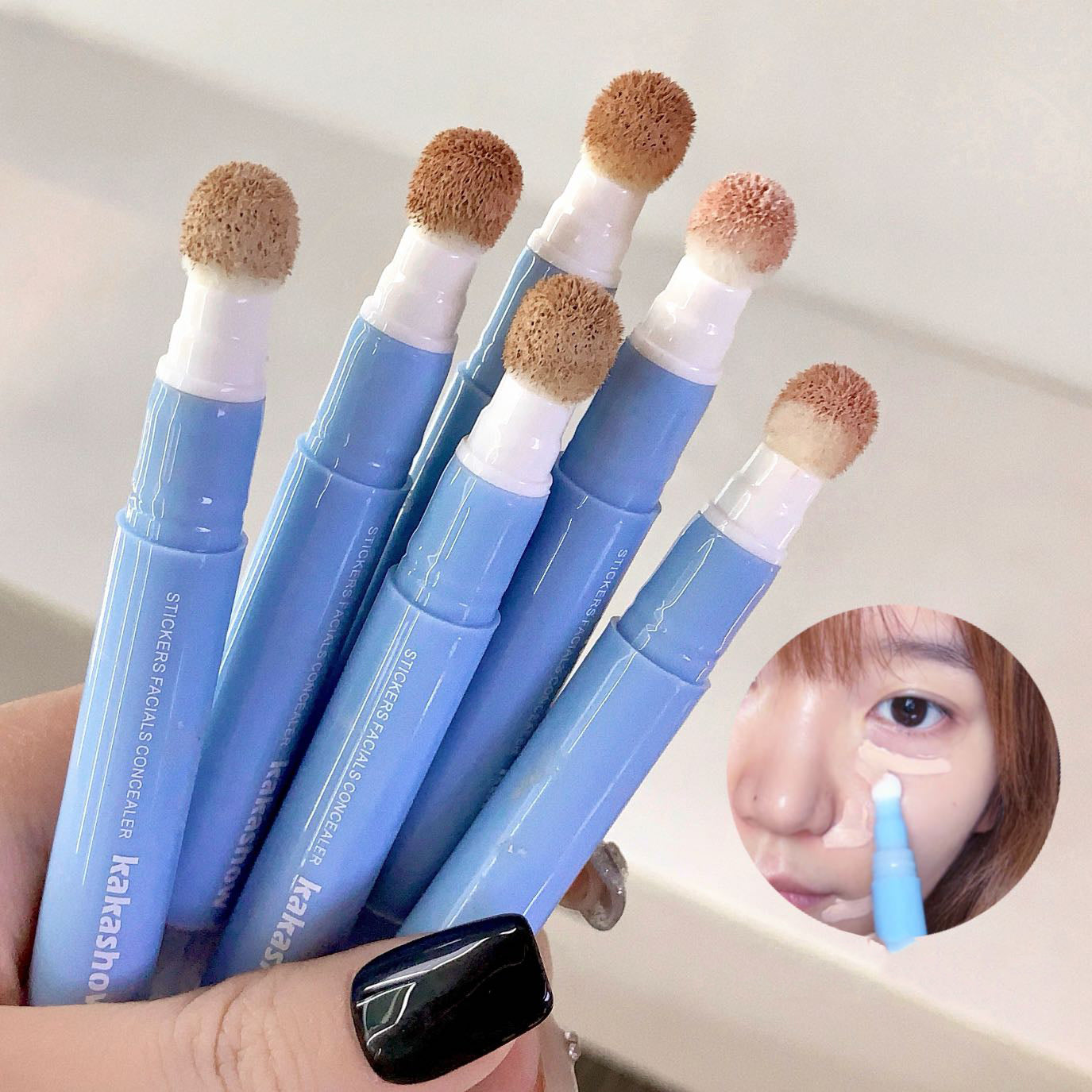 Stick Facial Concealer Liquid Cover Dark Circles Freckles Acne Long Lasting Foundation Makeup Rotating Sponge Tip Applicator