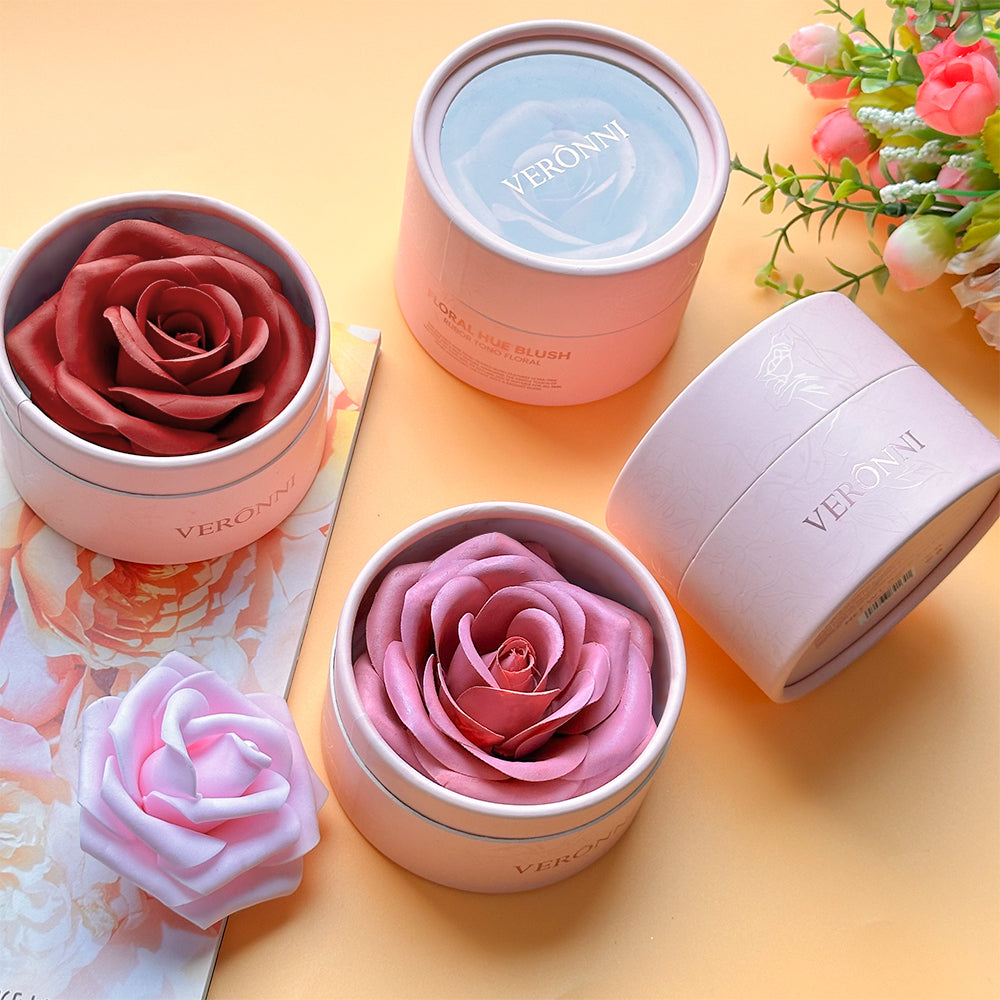 4-Shade Rose Petal Blush 3D petal rose Makeup Blush gift highlighter Blusher Makeup Products real Rose Flower Blush Cosmetics