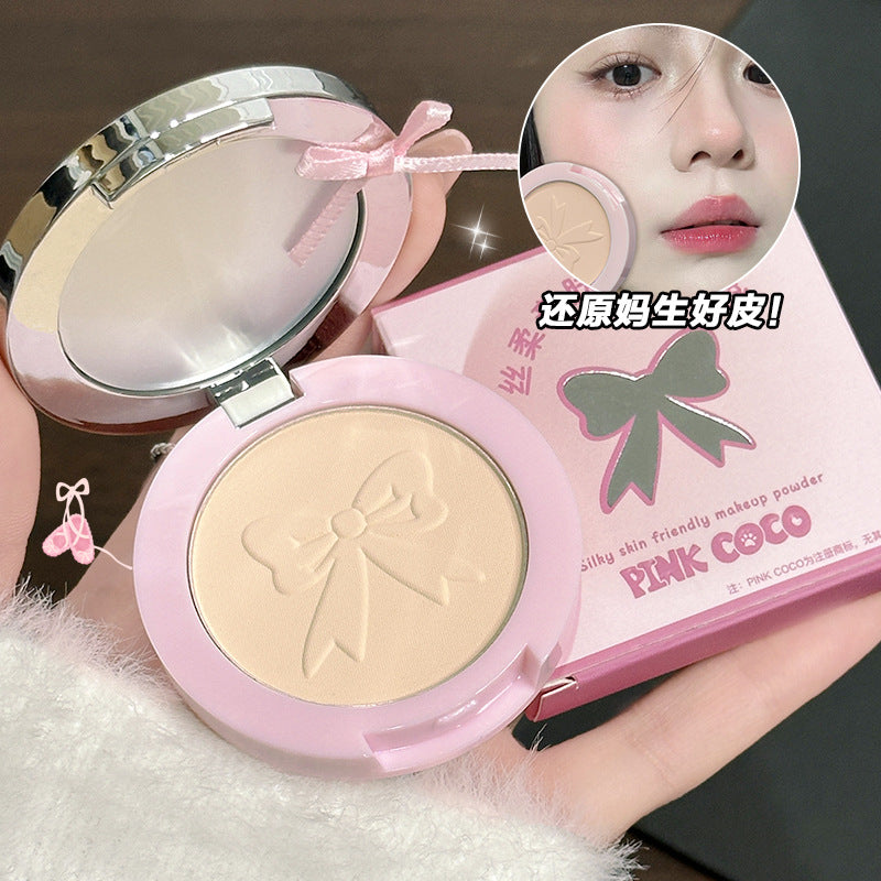 bow makeup powder oil control concealer repair plate makeup powder long-lasting waterproof powder