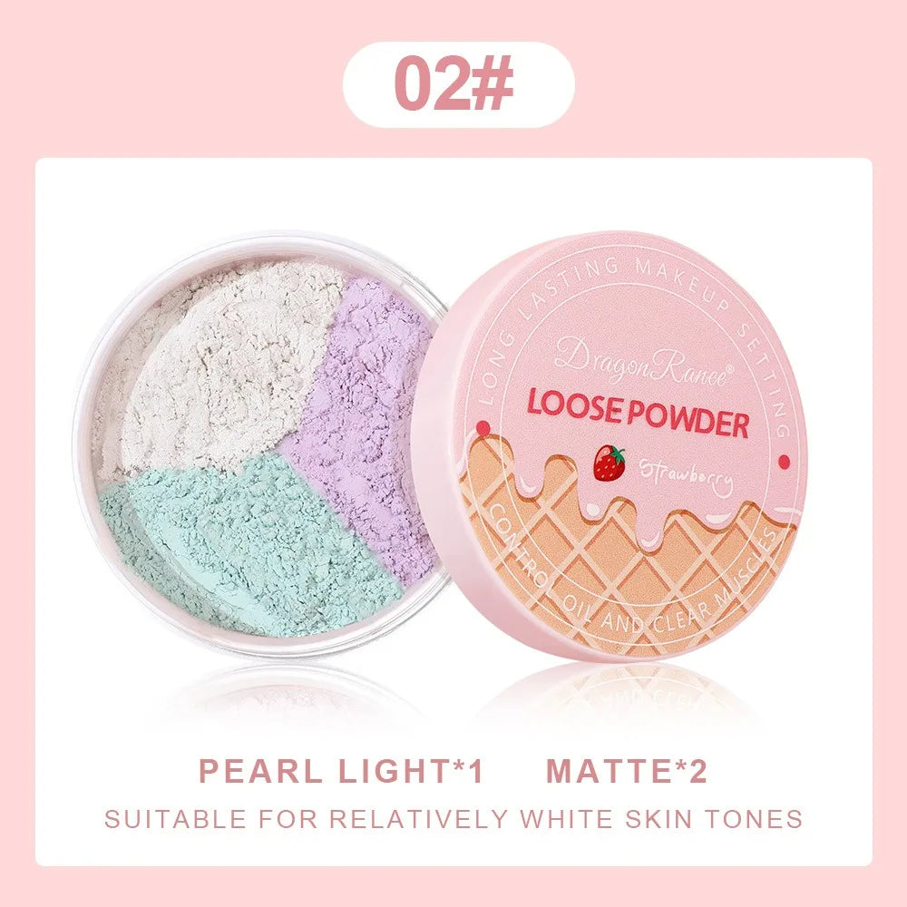 10g Waterproof Mineral Face Powder Tricolor Oil Control Translucent Setting Powder Pearl Matte Contour Blush Powder Makeup Fixer