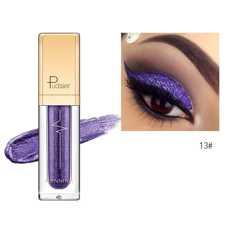 New Liquid Eyeshadow Waterproof Glitter Pigments Purple Gold Metalic Women Beauty Gel Eye Shadow Cream 18 Colors Makeup