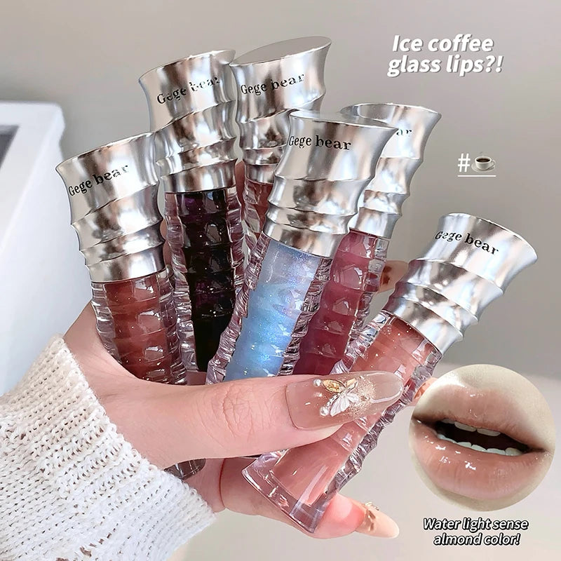 Fashion Shell Lip Gloss Long-lasting Hydrating Jelly Lip Oil Waterproof Non-fading Mirror Shimmer Blue Almond Lip Gloss Cosmetic