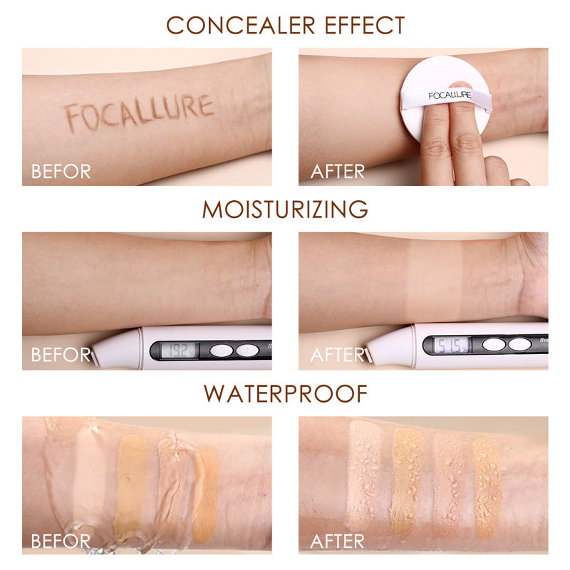 BB Cushion Cream Full Coverage Oil-control Foundation Waterproof Long Lasting Flawless Finish Makeup Air Cushion