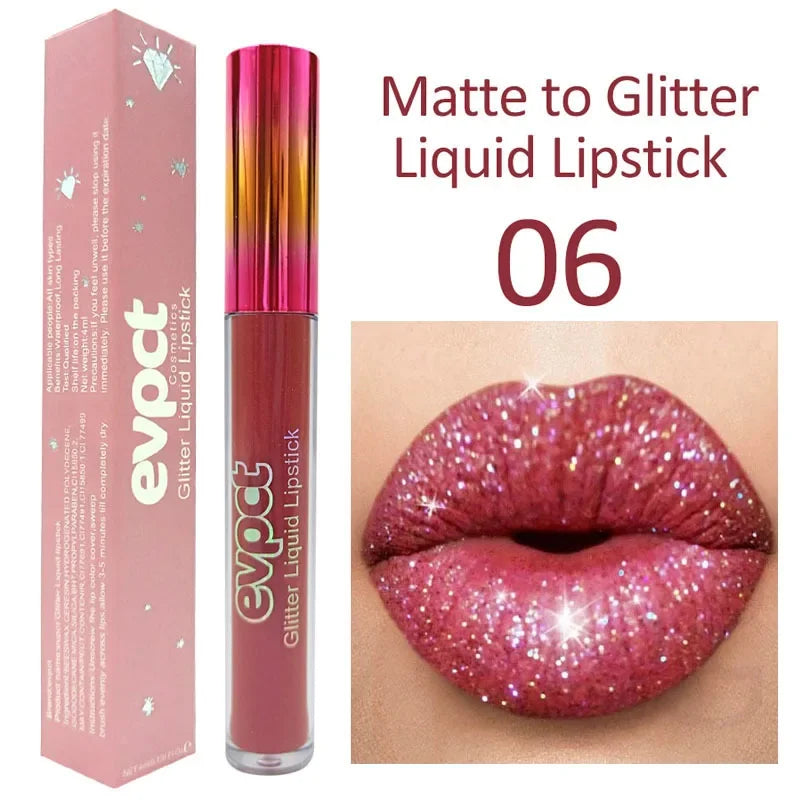 Waterproof Diamond Shimmer Glitter Lip Gloss 15 Colors Matte Glitter Liquid Lipstick Diamond Pearl Colour Lip Gloss Sexy