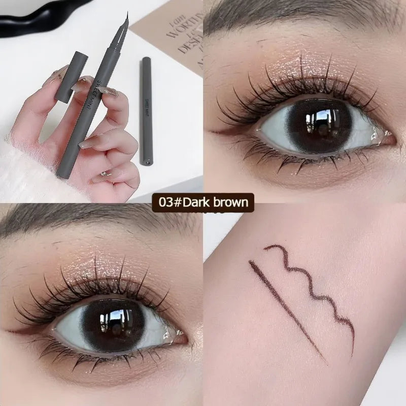 Ultra-fine Matte Liquid Eyeliner Pencil Waterproof Quick Drying Black Brown Lying Silkworm Lower Eyelash Eye Makeup Eyeliner 1pc