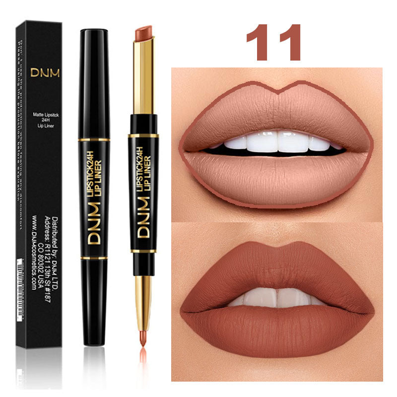 12 Colors Matte Lipstick Lip Liner 2 In 1 Lasting Makeup Double Head Lipliner Lip Stain Durable Waterproof Lip Cosmetic Tool