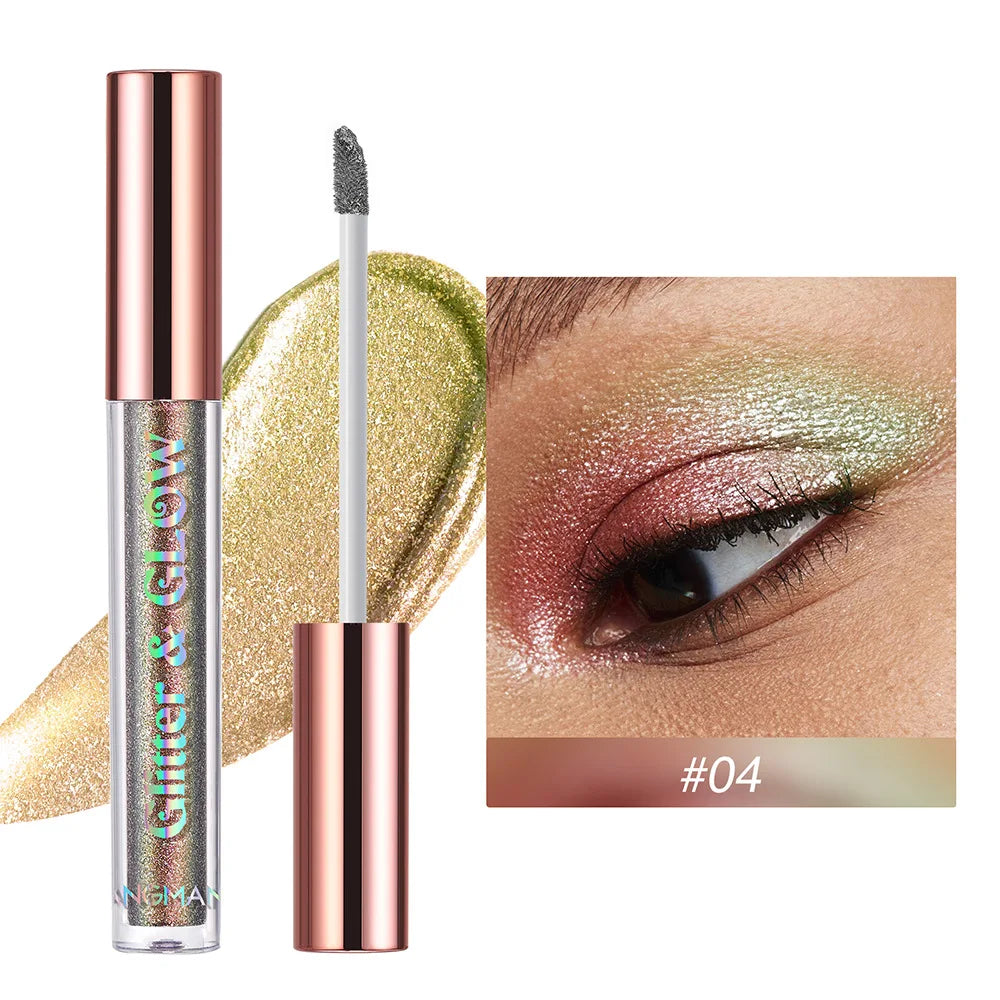 Women Pearlescent Face Liquid Eyeshadow Highlighter Shiny Eyeliner Glitter Eyeshadow Waterproof Brighten Eyes Makeup Beauty
