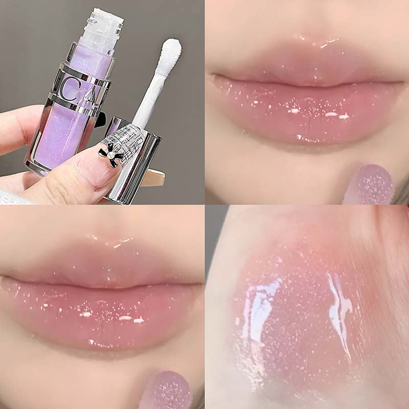 Peach Pink Jelly Water Light Glass Gloss Lip Gloss Lasting Non-stick Waterproof Lip Plumping Moisturizing Lipgloss Korean Makeup