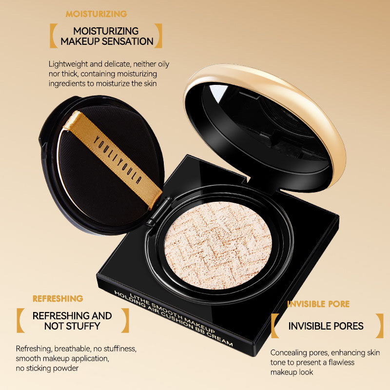 Concealing Cushion BB Cream — Non-Caking Long-Lasting Waterproof Oil-Control Smudge-Proof Perfect for Gifts (Includes 2 Ref