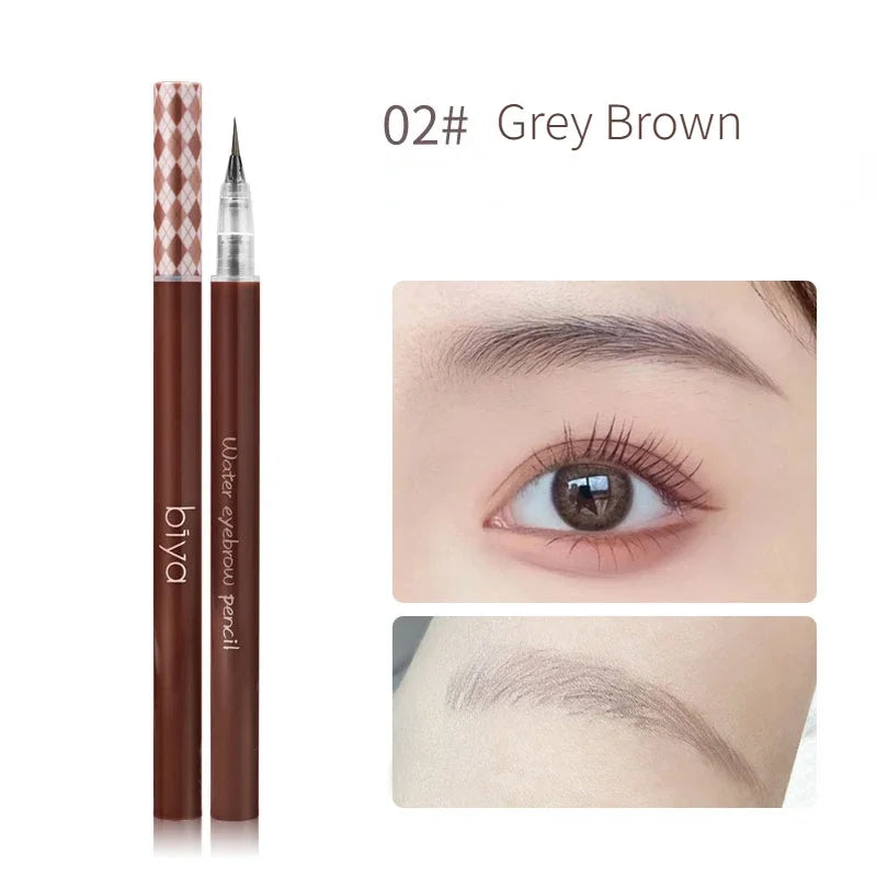 Biya Altra Thin Liquid Eyebrow Pen 0.01mm Waterproof Sweat-Proof Colorfast Easy-To-Draw Brown & Grey Eyebrow Pencil