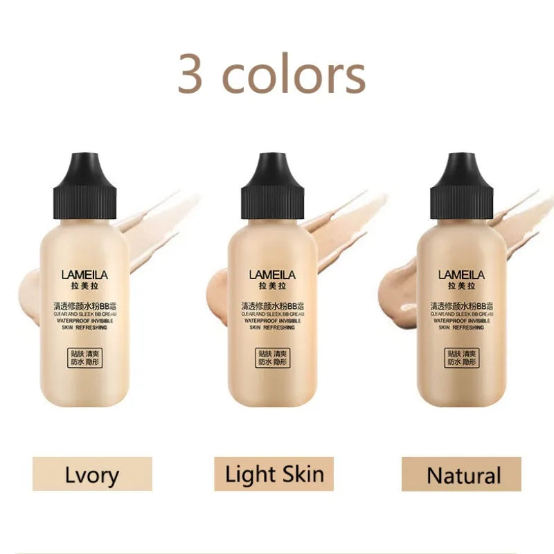 3Colors High Coverage Concealer Face Liquid Foundation Makeup Waterproof Base Cream Brighten Whitening Matte Foundation Cosmetic