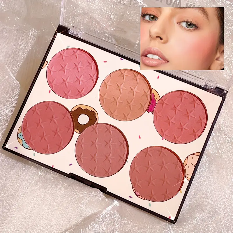 6-color blush palette matte waterproof natural long-lasting high-pigment brightening cute star print blush