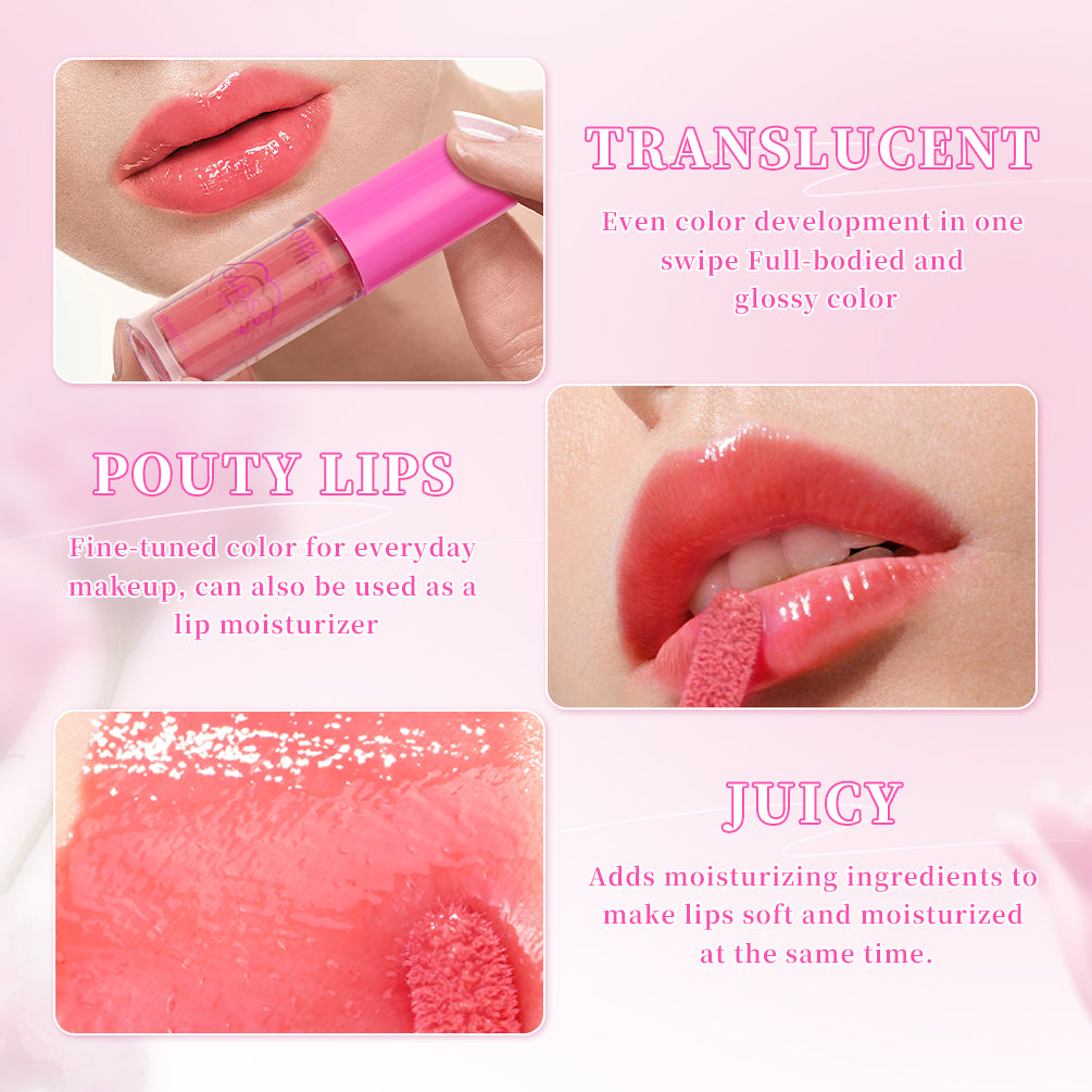 Mirror Lip Gloss Liquid Lipstick Watery Clear Lip Glaze Moisturizing Lasting Lip Glaze Non-Sticky Plump Lip Tint Makeup