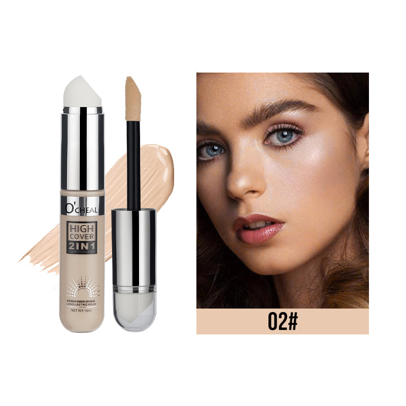 High Coverage 2in1 Liquid Foundation Concealer Cream For Dark Circles Acne Waterproof Long Lasting Natural Makeup Cosmetics