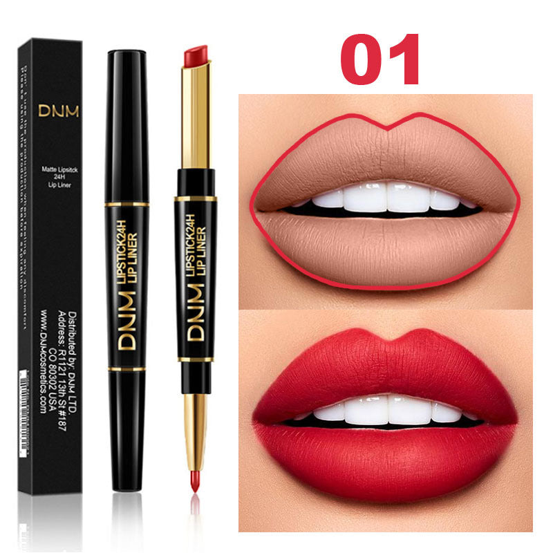 12 Colors Matte Lipstick Lip Liner 2 In 1 Lasting Makeup Double Head Lipliner Lip Stain Durable Waterproof Lip Cosmetic Tool