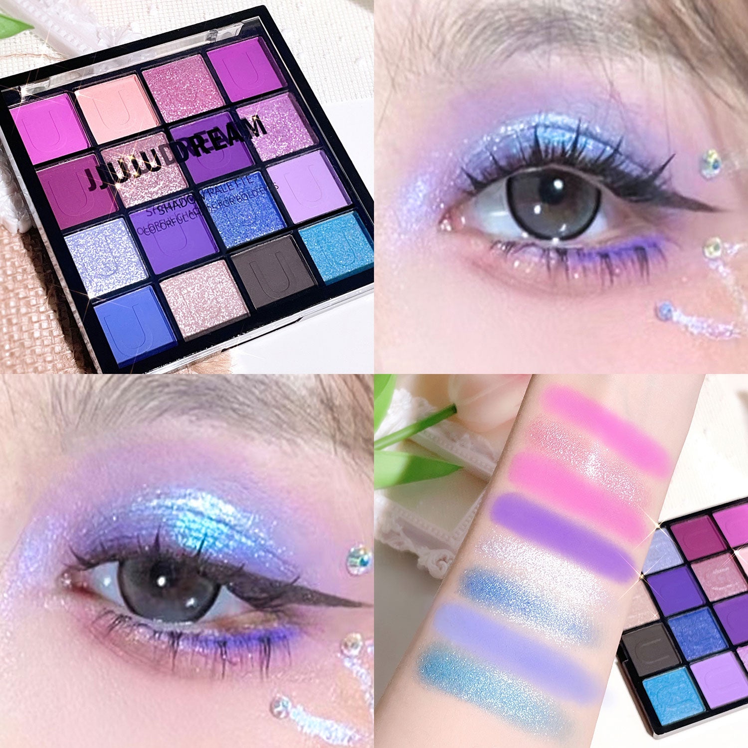 16 Colors Eyeshadow Palette  Koi Mermaid Palette  Wizard of Oz  Pearlescent Matte  Fine Glitter Macaron Eyeshadow
