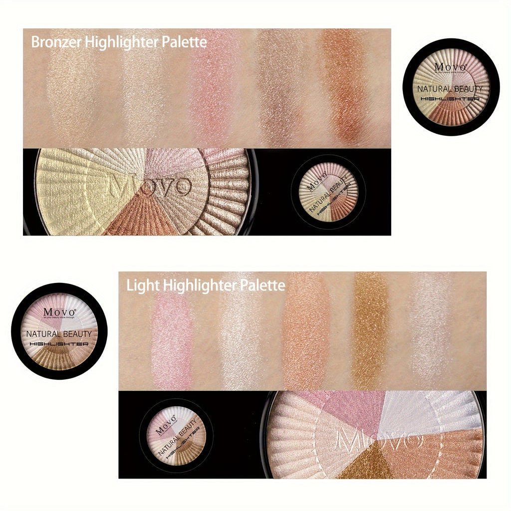 Highlighter Powder Makeup Palette 5 Colors Shimmer Glitter Highlighter Palette High Pigment Face Illuminator Makeup