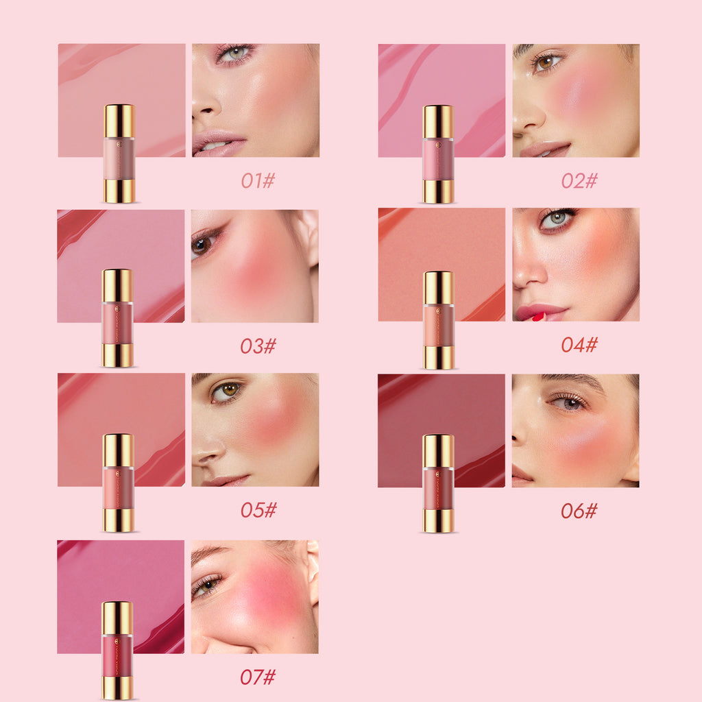 4colors/pack Dropper Liquid Pressed Blush Hydrating Moisturizing Silky Natural Brightening Blush Lipgloss