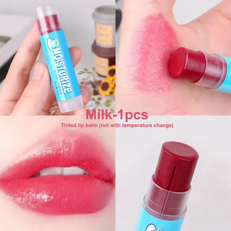 Fruit Lip Balm Set Moisturizing Clear Lip Primer Mask Cute Jelly Tinted Lip Gloss Stick Lighten Lines Plump Lips Care