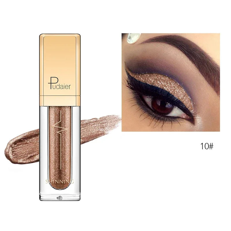 New Make Up Liquid Eyeshadow Waterproof Glitter Pigments Purple Gold Metalic Women Beauty Gel Eye Shadow Cream 18 Colors