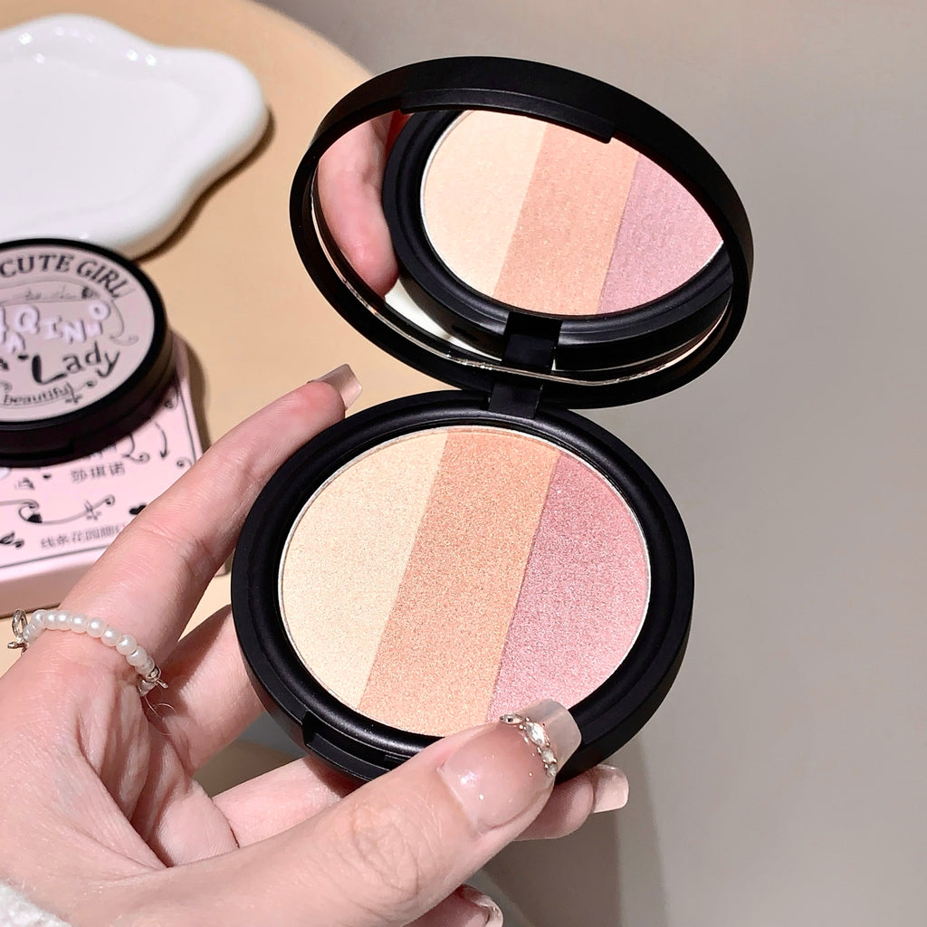 Three-color Blush Matte Pearlescent Contouring and Long-lasting Powder Delicate Three-Color Rouge