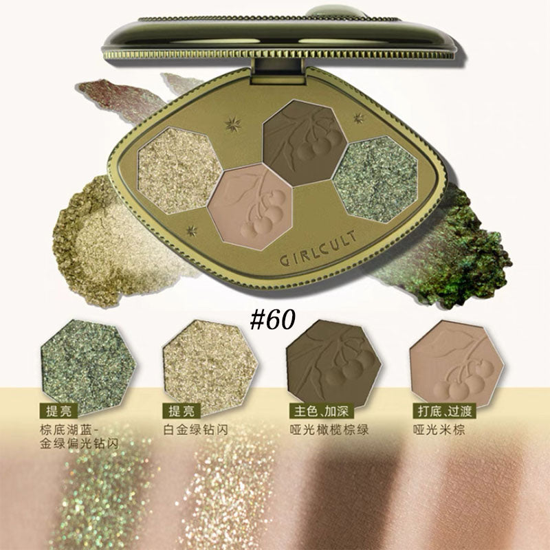 Four-Colour Eyeshadow Palette Matte Chameleon Shimmer High Pigment Long-Lasting Makeup 3.6g