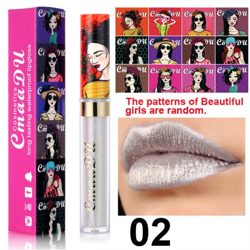 shimmer lip gloss beauty girl diamond glitter lip tint waterproof long lasting 12 color gold flash liquid lipstick makeup