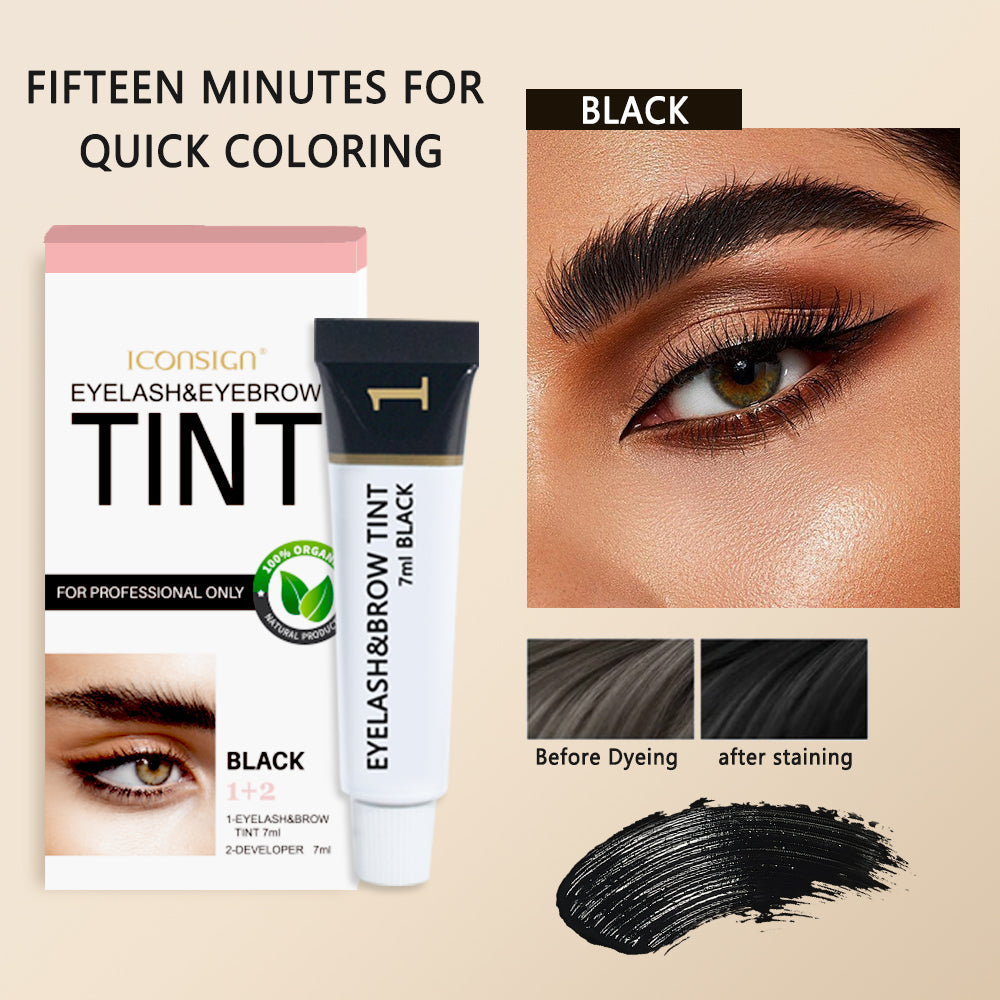 Eyelashes and Eyebrow Tint Dye Eyebrow Dye Waterproof Long-lasting Eyebrow Brow Kit Semi Permanent Eyebrow black brown