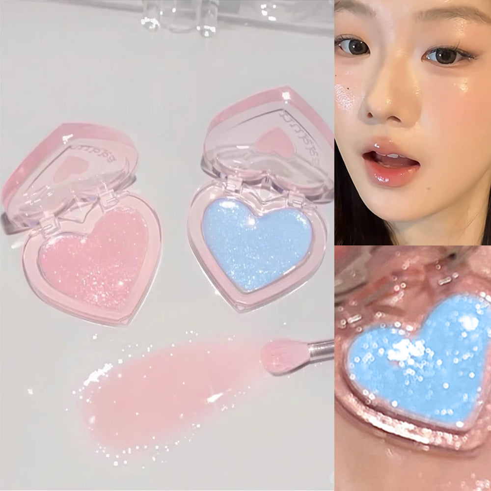 Peach Pink Sparkling High Gloss Powder Highlighter Palette Face Contour Brighten Expansive Jelly Blush Paste Illuminate Makeup