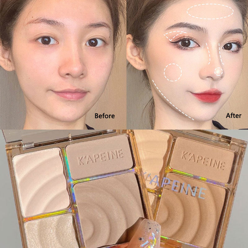 4 Colors Facial Highlighter Makeup Palette 3D Nose Shadow Cosmetics Matte Face Contouring Shadow Palette Face Beauty Makeup Tool