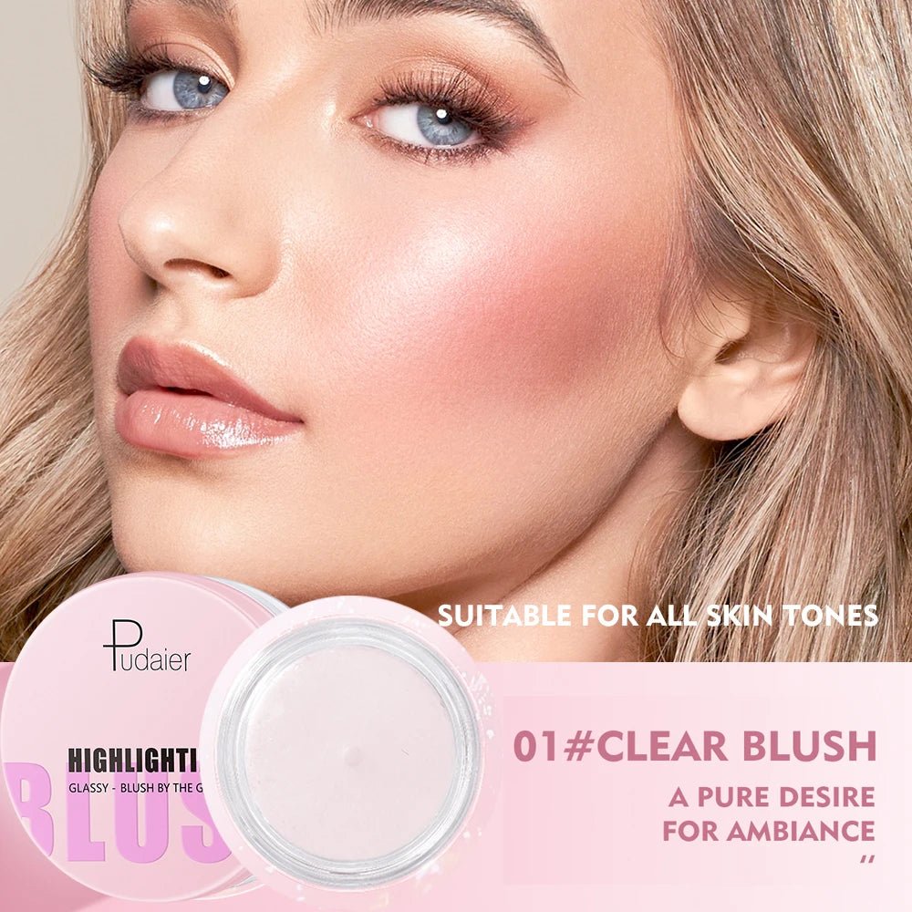 Glassy Blush Gel Temperature Changing Color Peach Cheek Tint Clear Glitter Long Lasting Makeup Rouge Eyeshadow Make Up Tool 10g
