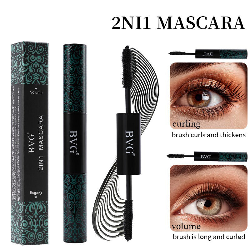 2 IN 1 Mascara Eyelashes Extension Lengthens Waterproof Volume Long Lasting Black Silk Fiber Mascara Female Makeup Cosmetic