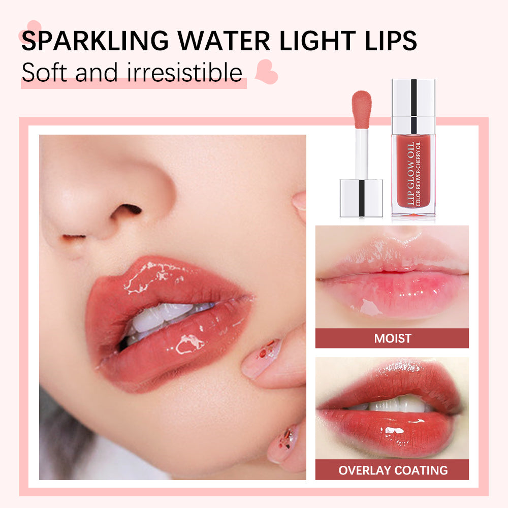 Moisturizing Mirror Lip Glaze Dark Red Brown Non Greasy Water Light Lip Gloss Long-Lasting Non-stick Cup Lightly Liquid