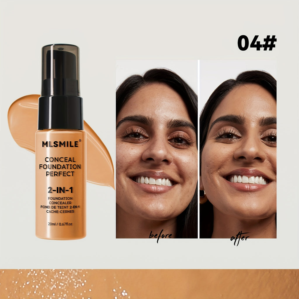 2-In-1 Oil Control Liquid Foundation And Conceal Full Coverage Long Lasting Waterproof  Hydrating And Brightening Concealer