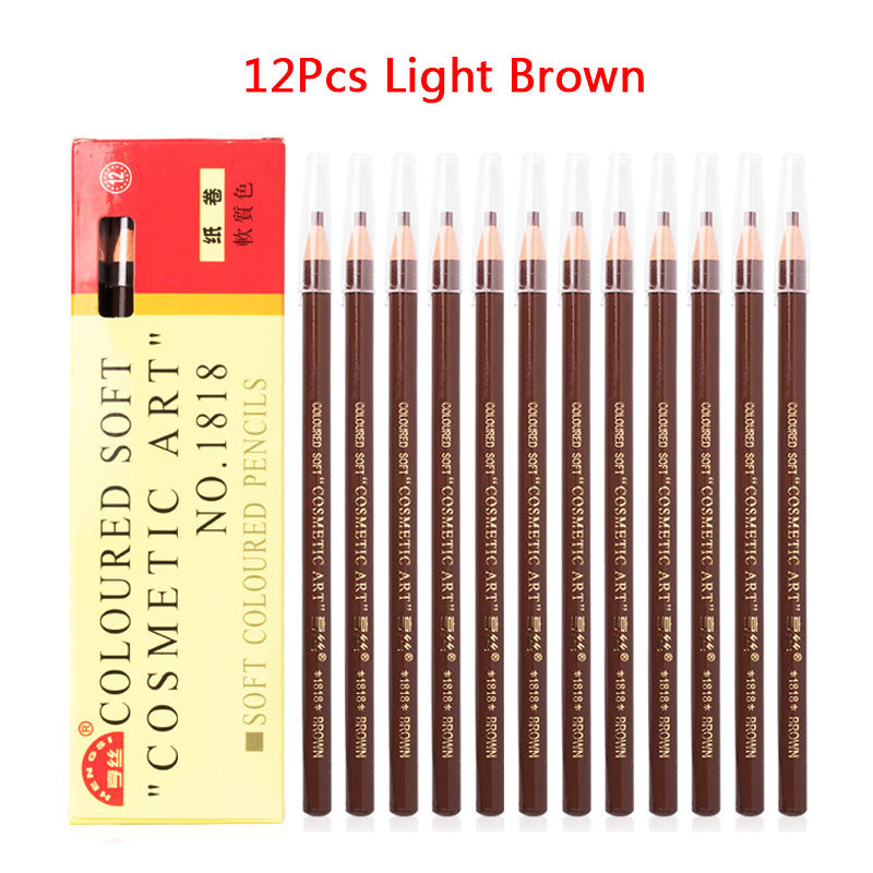 12Pcs/set Eyebrow Pencil Cosmetics for Makeup Tint Waterproof Microblading Pen Long Lasting Waterproof Blonde Brown Eye Brow