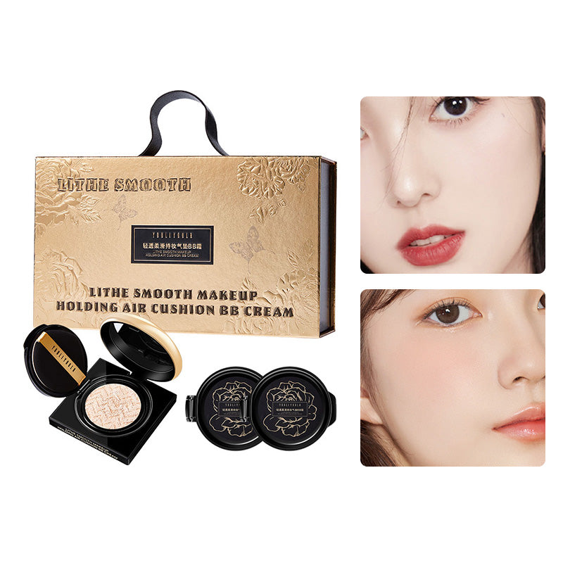 Concealing Cushion BB Cream — Non-Caking Long-Lasting Waterproof Oil-Control Smudge-Proof Perfect for Gifts (Includes 2 Ref