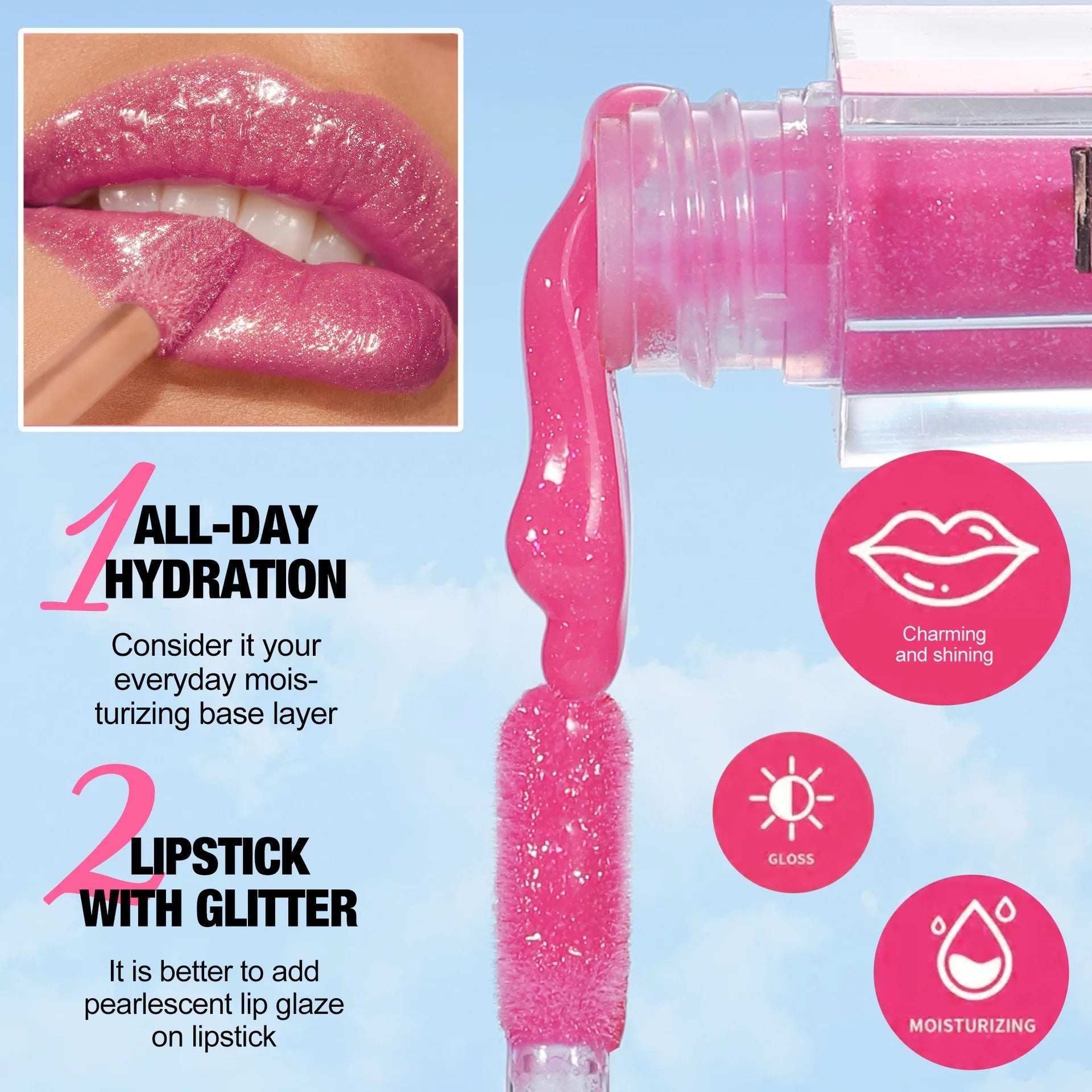 Lip Gloss Sexy Plump Glitter Crystal Jelly Red Nude Lipstick Liquid Waterproof Moisturize Oil Lipgloss Makeup