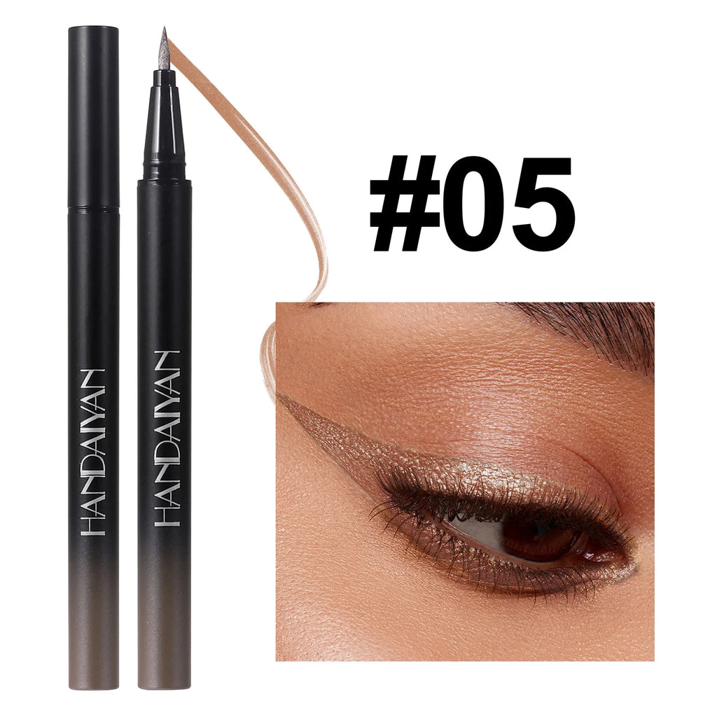 Diamond Shiny Eye Liner Eyeshadow Waterproof Quick-dry Silver Gold Metellic Pearlescent Liquid Eyeliner Silkworm Brighten Makeup