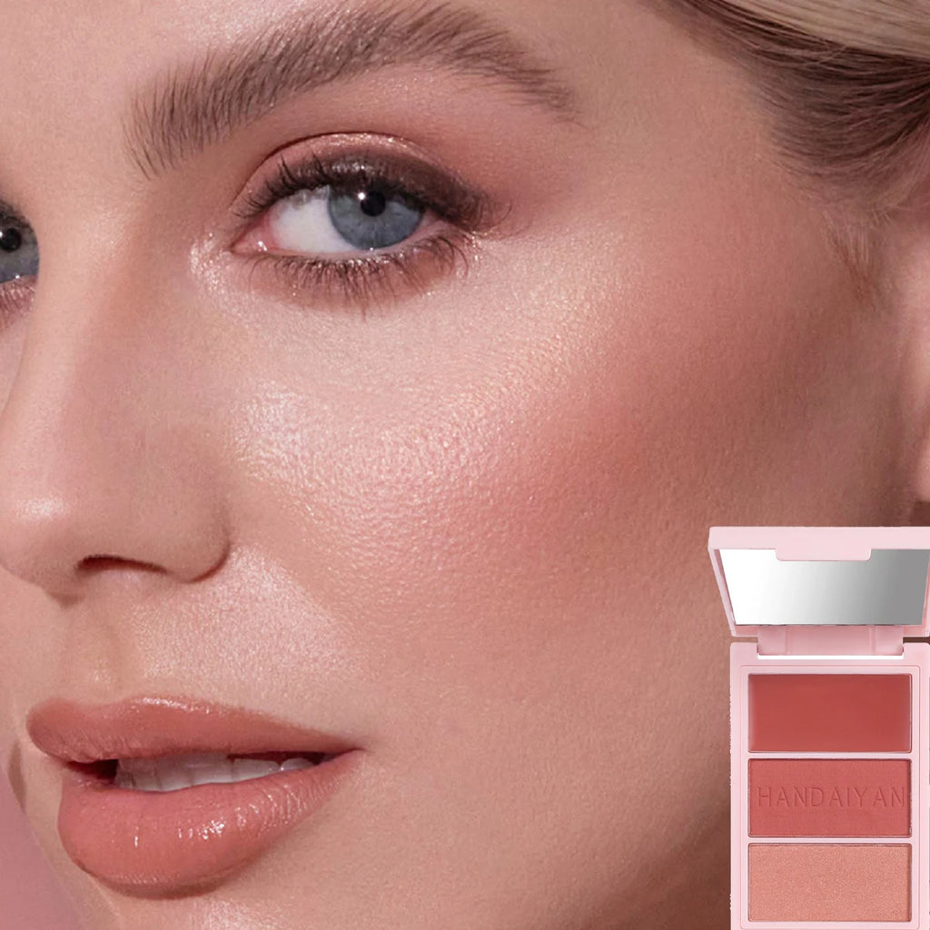 Three-color blush all-in-one palette multi-functional high-gloss eye shadow contouring palette matte