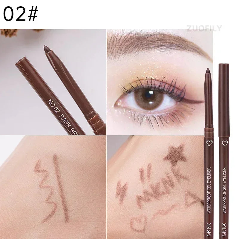 Waterproof Black Brown Eyeliner Pencils Smudge-Proof Long Lasting Easy To Wear Eye Liner Gel Matte Quick Drying Eyeliner Pen