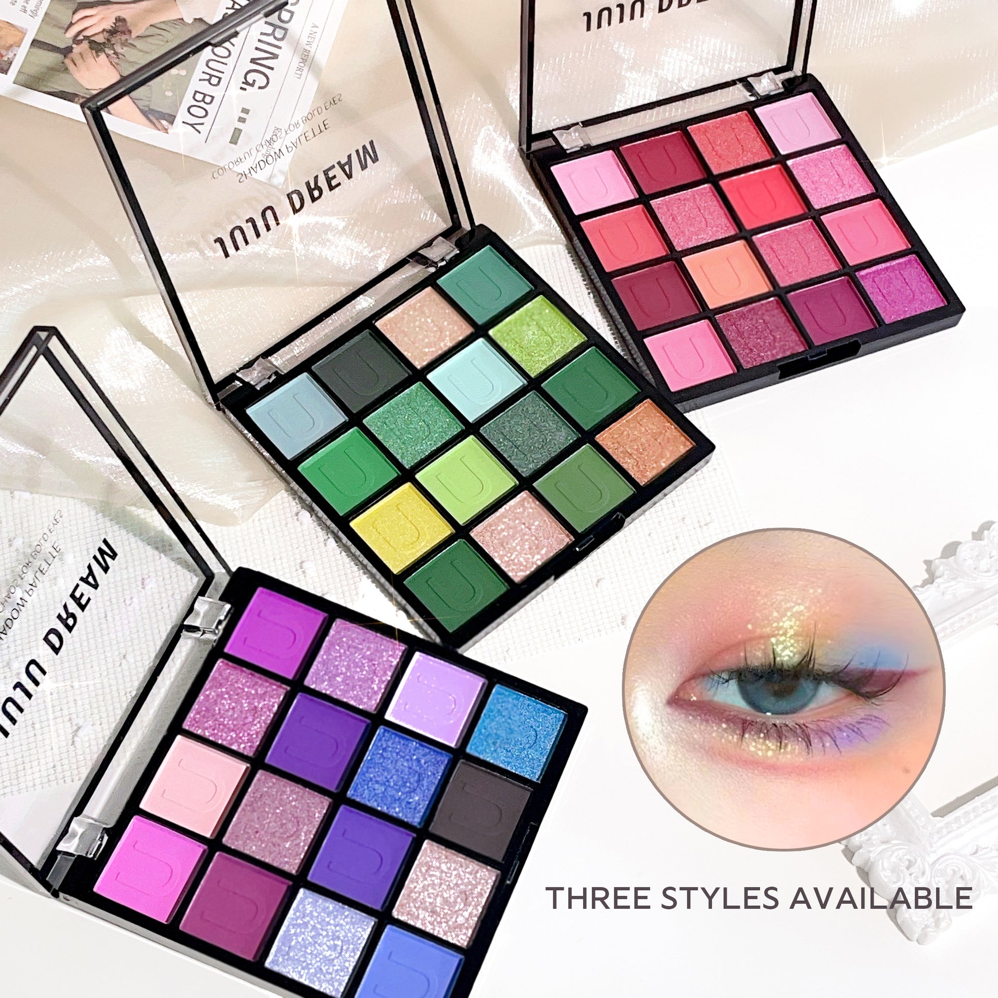 16 grid red eyeshadow tray Purple  glitter pearl matte eyeshadow Shimmer makeup lasting women  Korean eye cosmetics