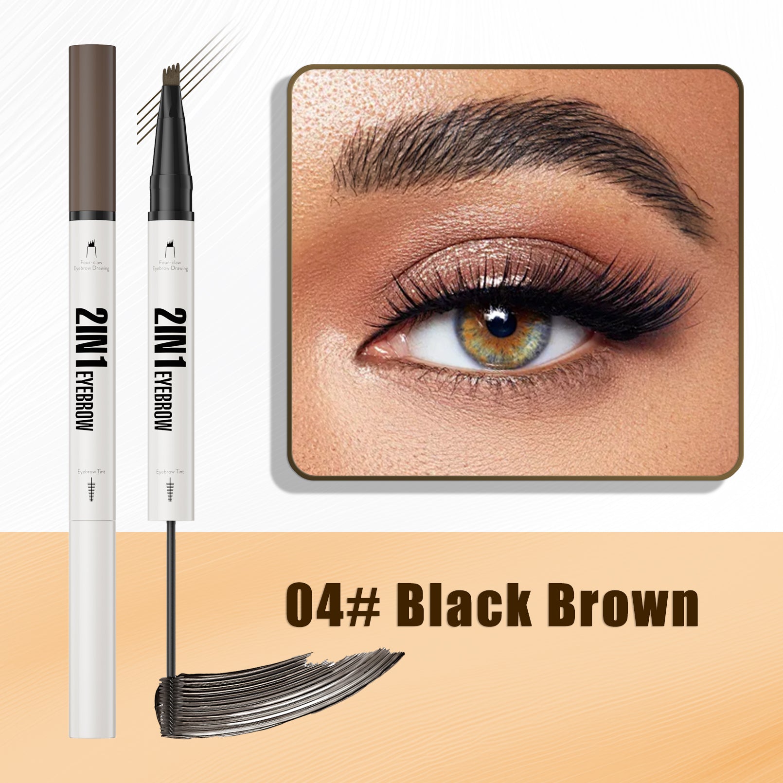 Waterproof Eyebrow Pen 2-in-1 Eyebrow Pencil And Tint Microblading Eyebrow Pencil with 4 Split Head for Perfect Brows
