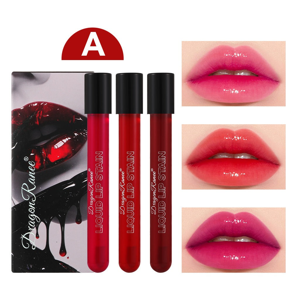 3Pcs/set Jelly Mirror Plasma Lipstick Non-stick Cup Moisturizing Lip Gloss Long Lasting Water Glossy Lip Tints Makeup Cosmetics